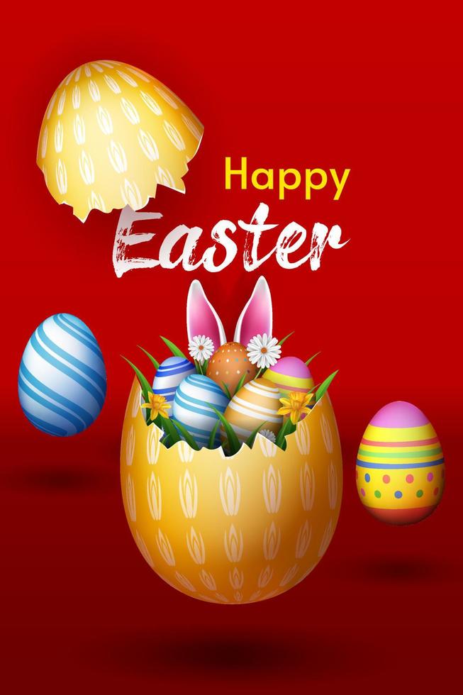 happy easter egg illustration creative easter post template.eps vector