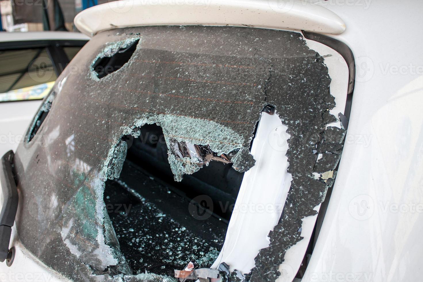 Broken car glass photo