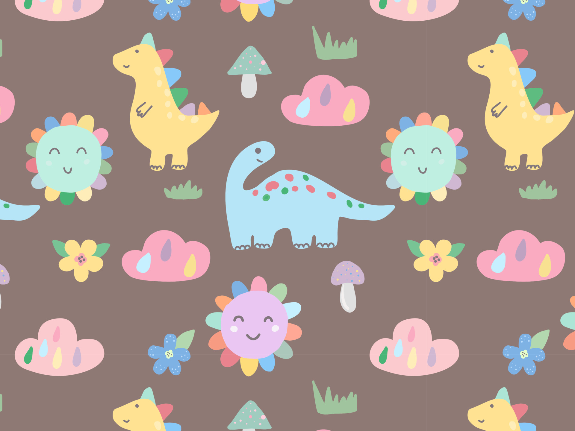 Pop and Colorful Cute Dinosaurs Vector Seamless Pattern Background  Wallpaper Stock Vector Image  Art  Alamy