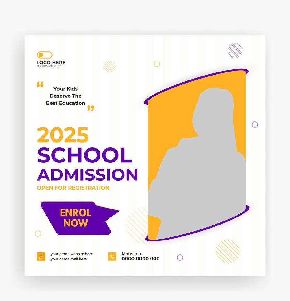 School admission social media post banner template vector