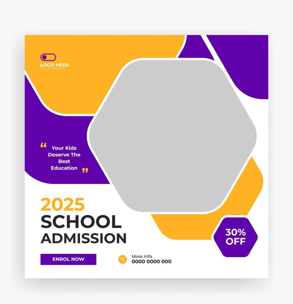 School admission social media post banner template vector