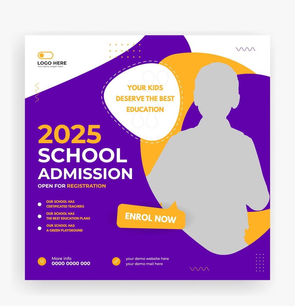 School admission social media post banner template vector