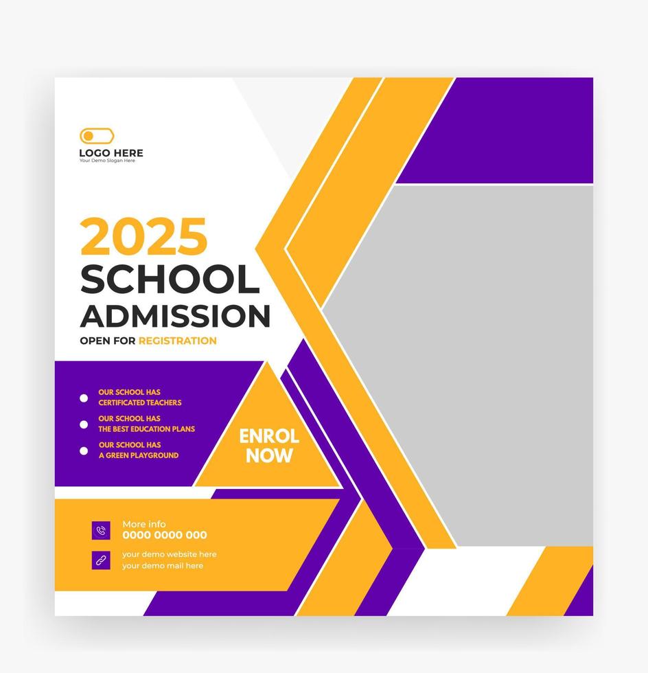 School admission social media post banner template vector