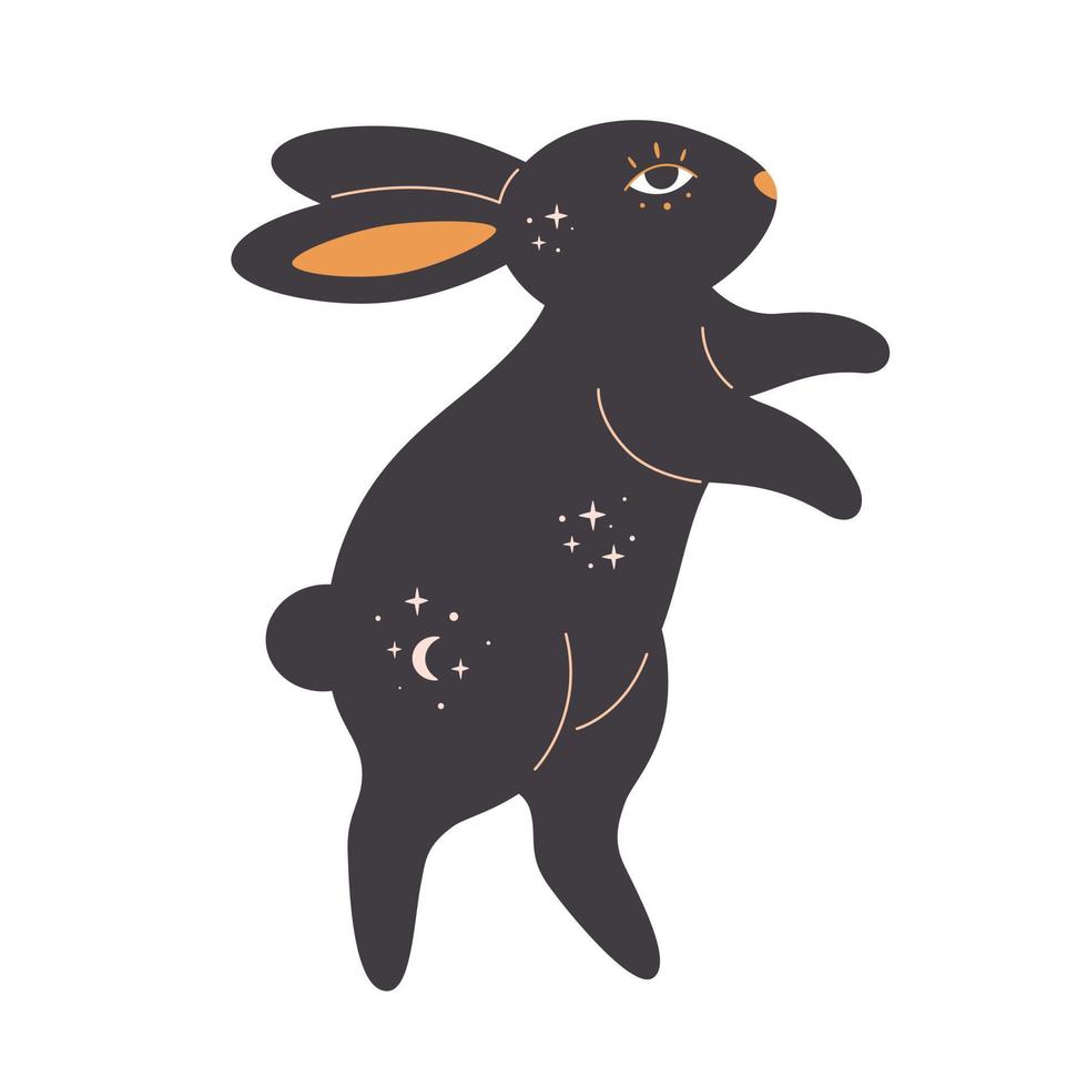 Rabbit with esoteric, mystic, magician elements. Year of the Rabbit. vector