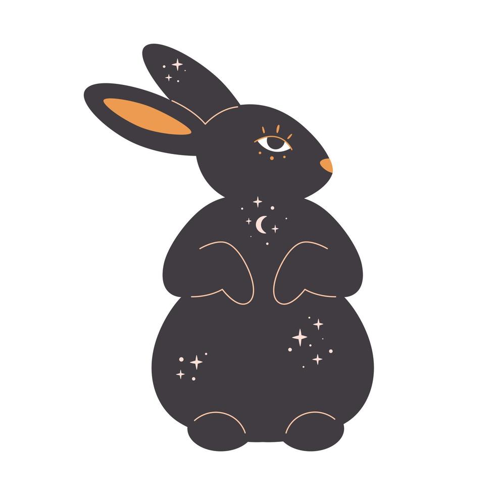 Rabbit with esoteric, mystic, magician elements. Year of the Rabbit. vector