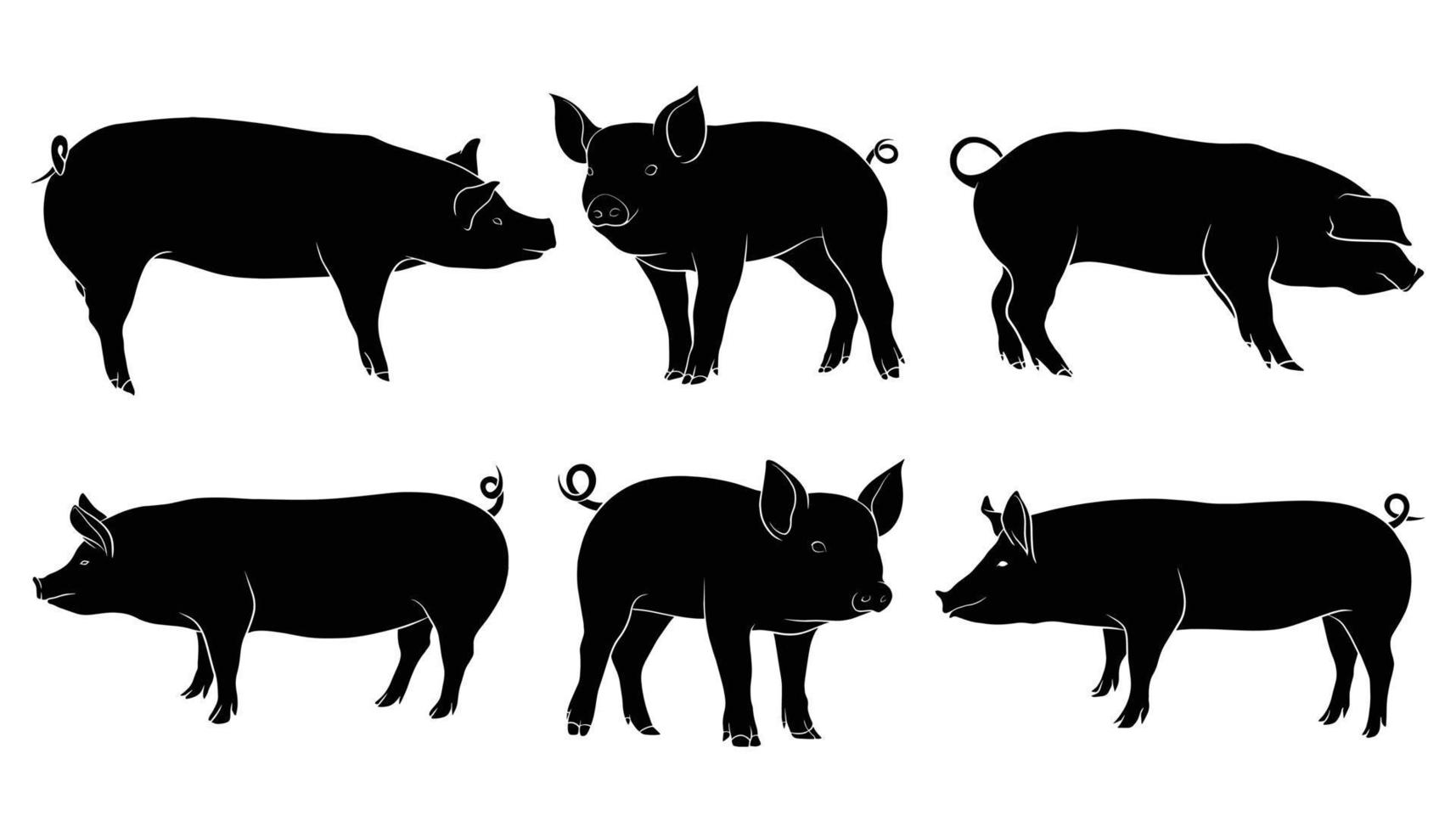 hand drawn silhouette of pig vector