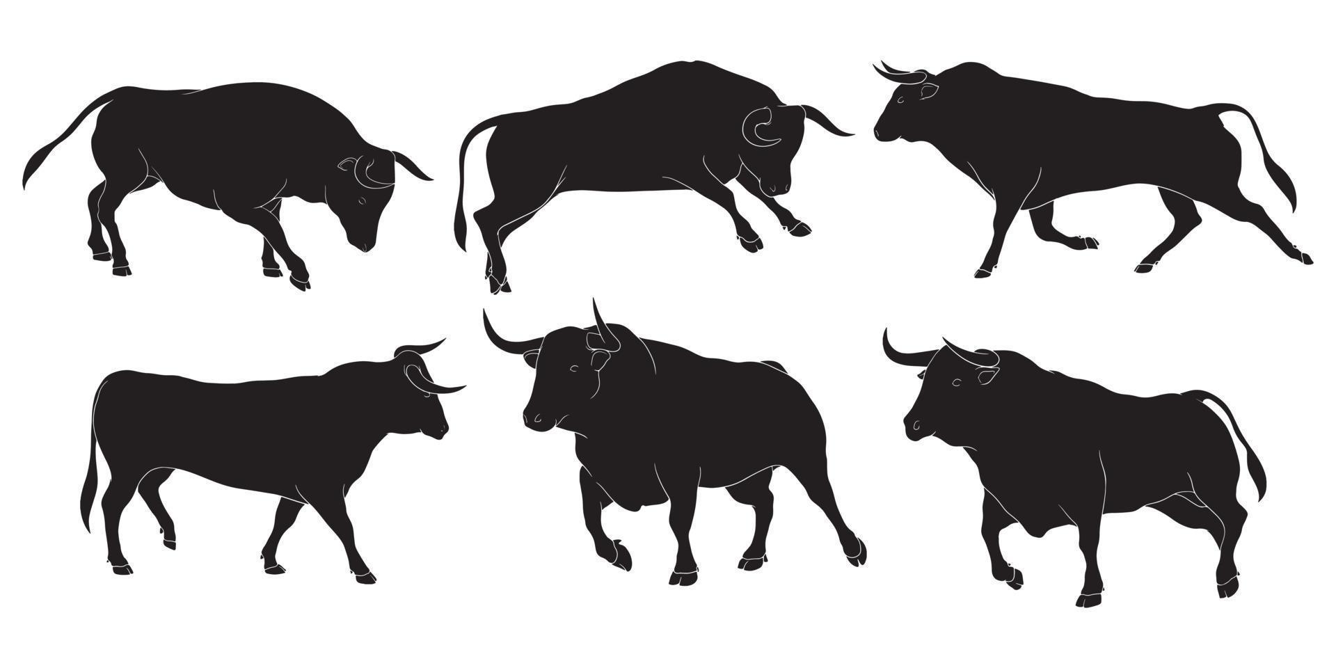 hand drawn silhouette of spanish bull vector