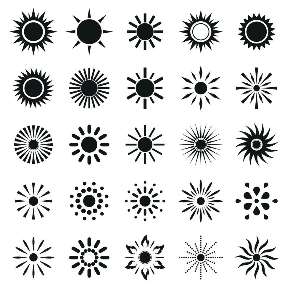 Set of sun icon on white background vector