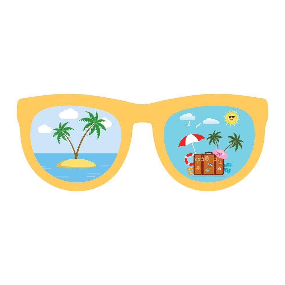 temporada de verano, el mar, la playa con gafas de sol. vector