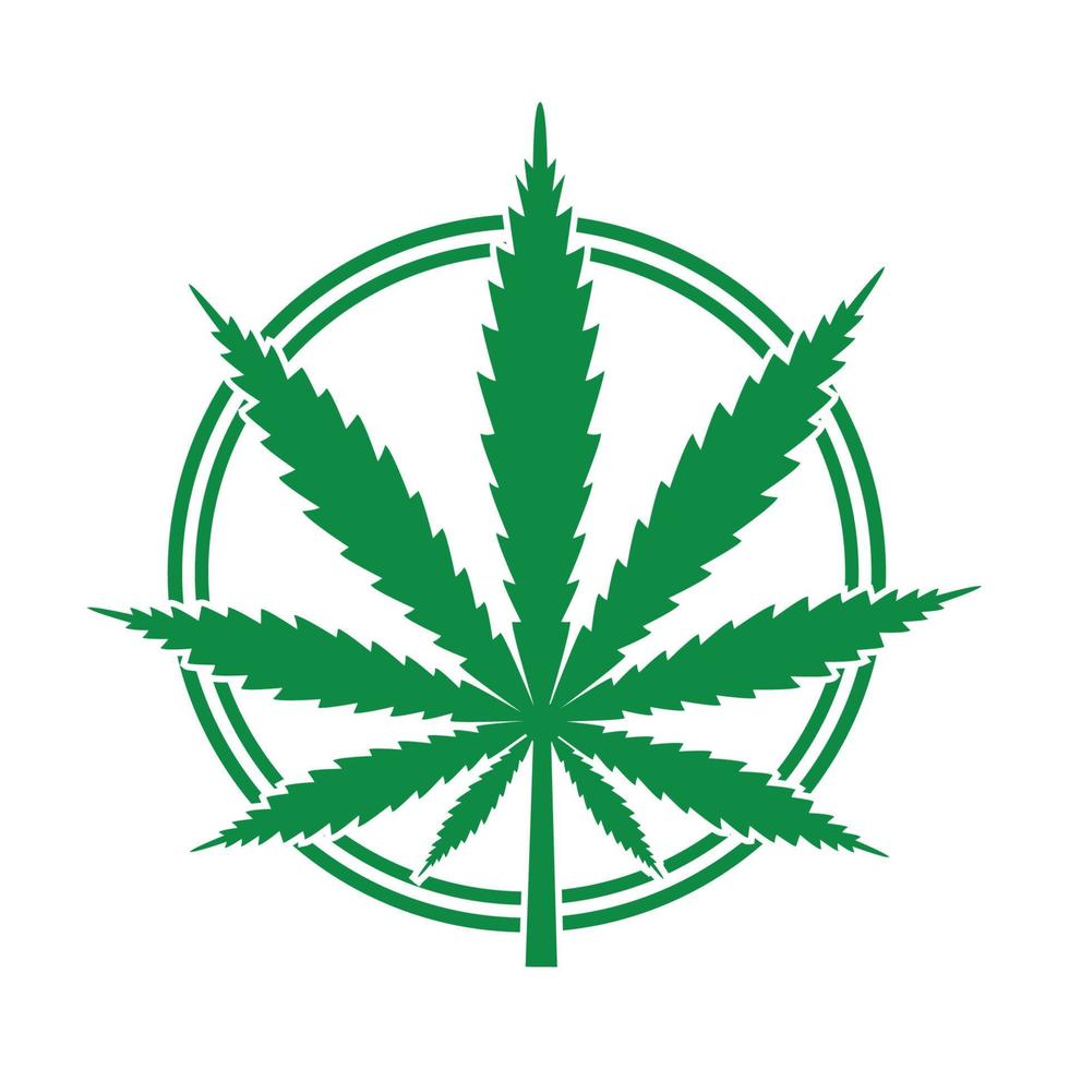 illustration of medical cannabis emblem in a green circle vector