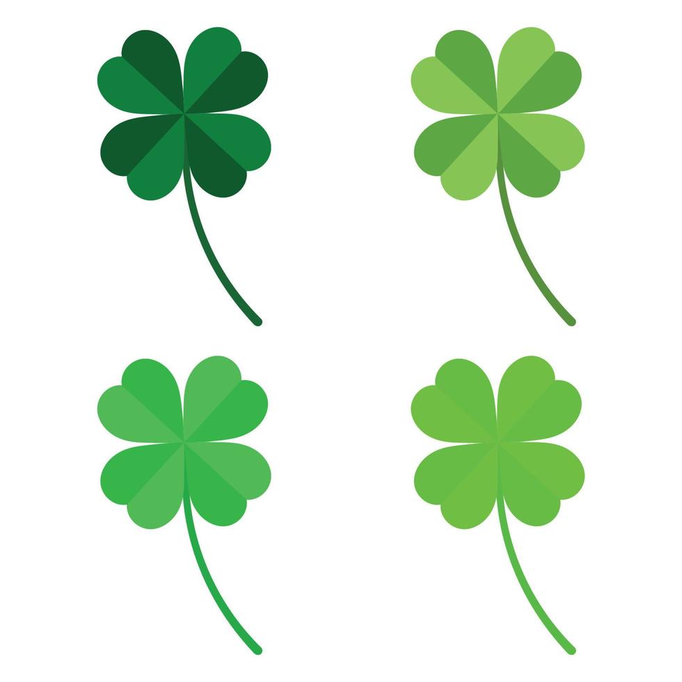 Set of four leaf multicolored clover leaves vector