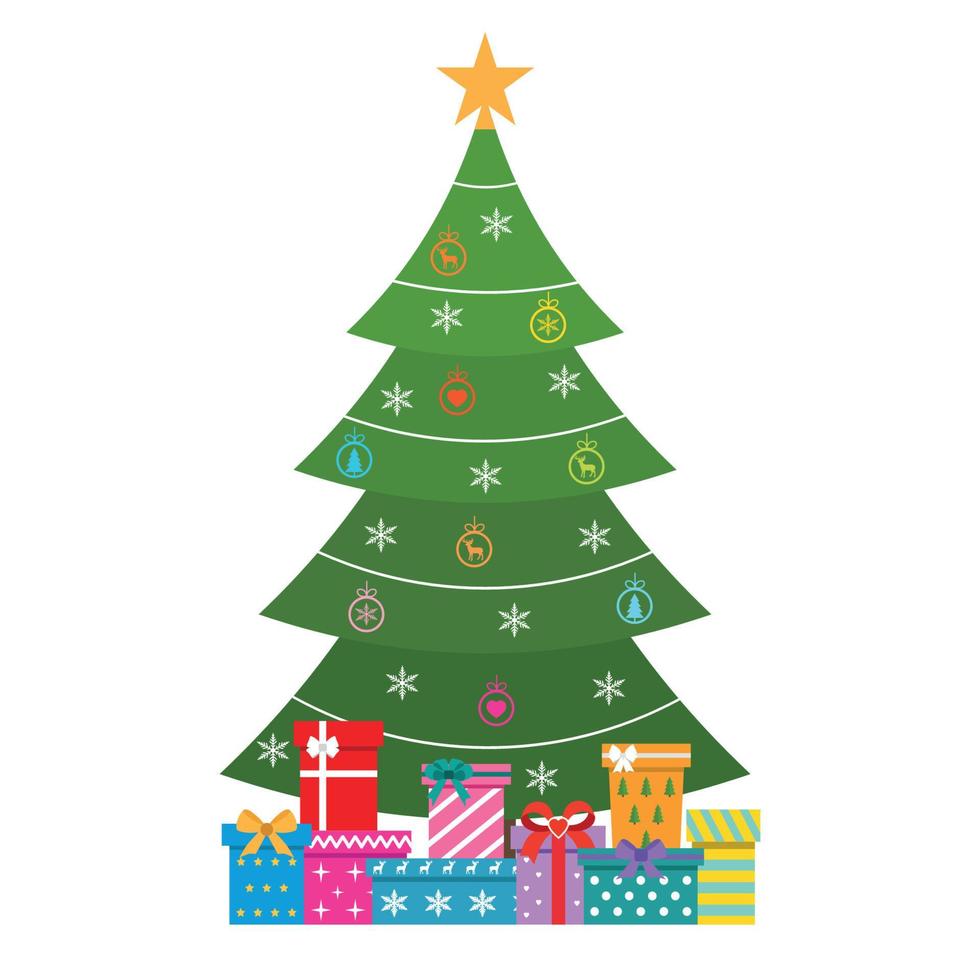 árbol de navidad con regalos vector