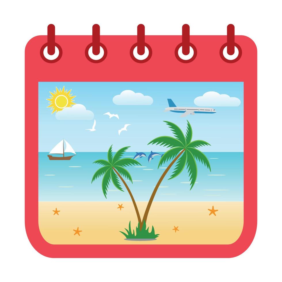 vacaciones en la playa y calendario turístico vector