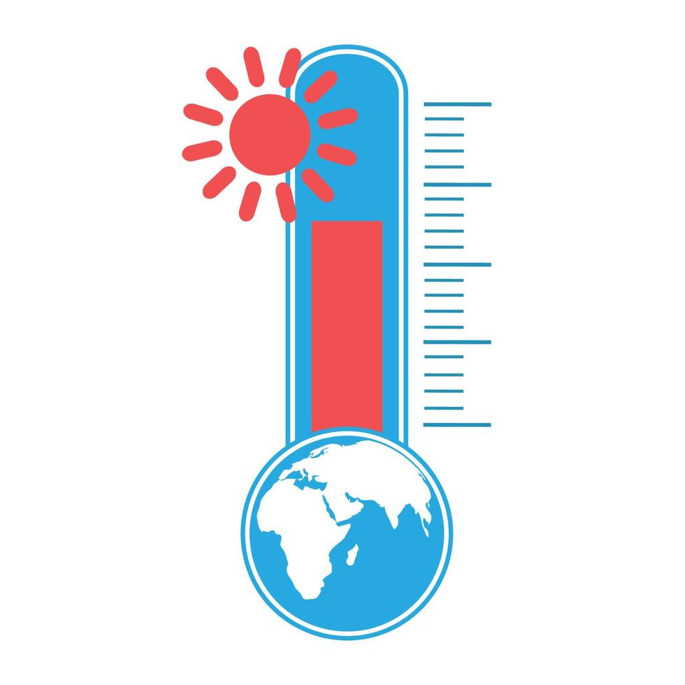 Thermometer with a globe. vector