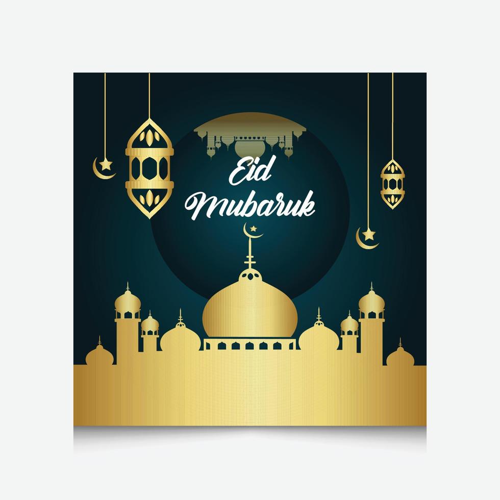 Muslim Festival Eid ul Fitr Social Media Post Template. Ramadan Kareem Background With Vector Illustration