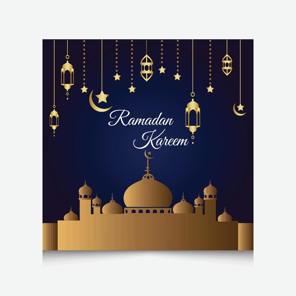 ramadan kareem festival tradicional musulmán publicación en redes sociales y diseño de banner web. ilustración vectorial eid mubarak vector