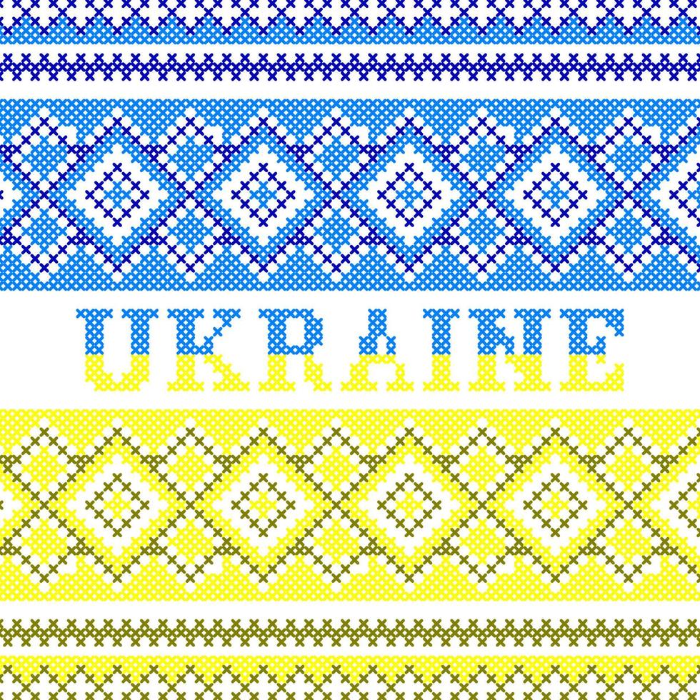 Ukraine National Knitting Ornament Folk Style Free Vector