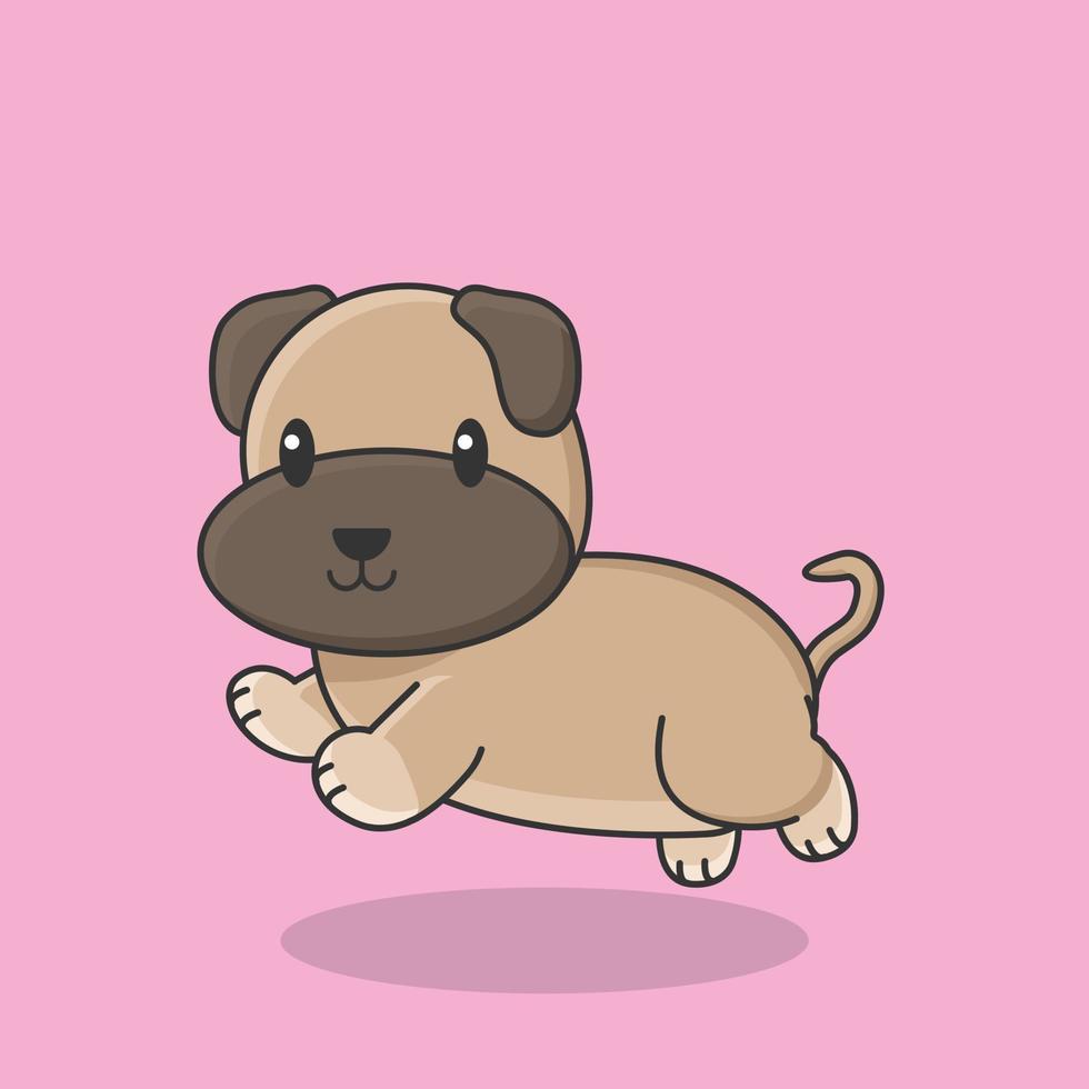 pug dibujos animados beagle plano dibujo mascota bulldog vector perro raza cómic cachorro corgi fornido fondo arte