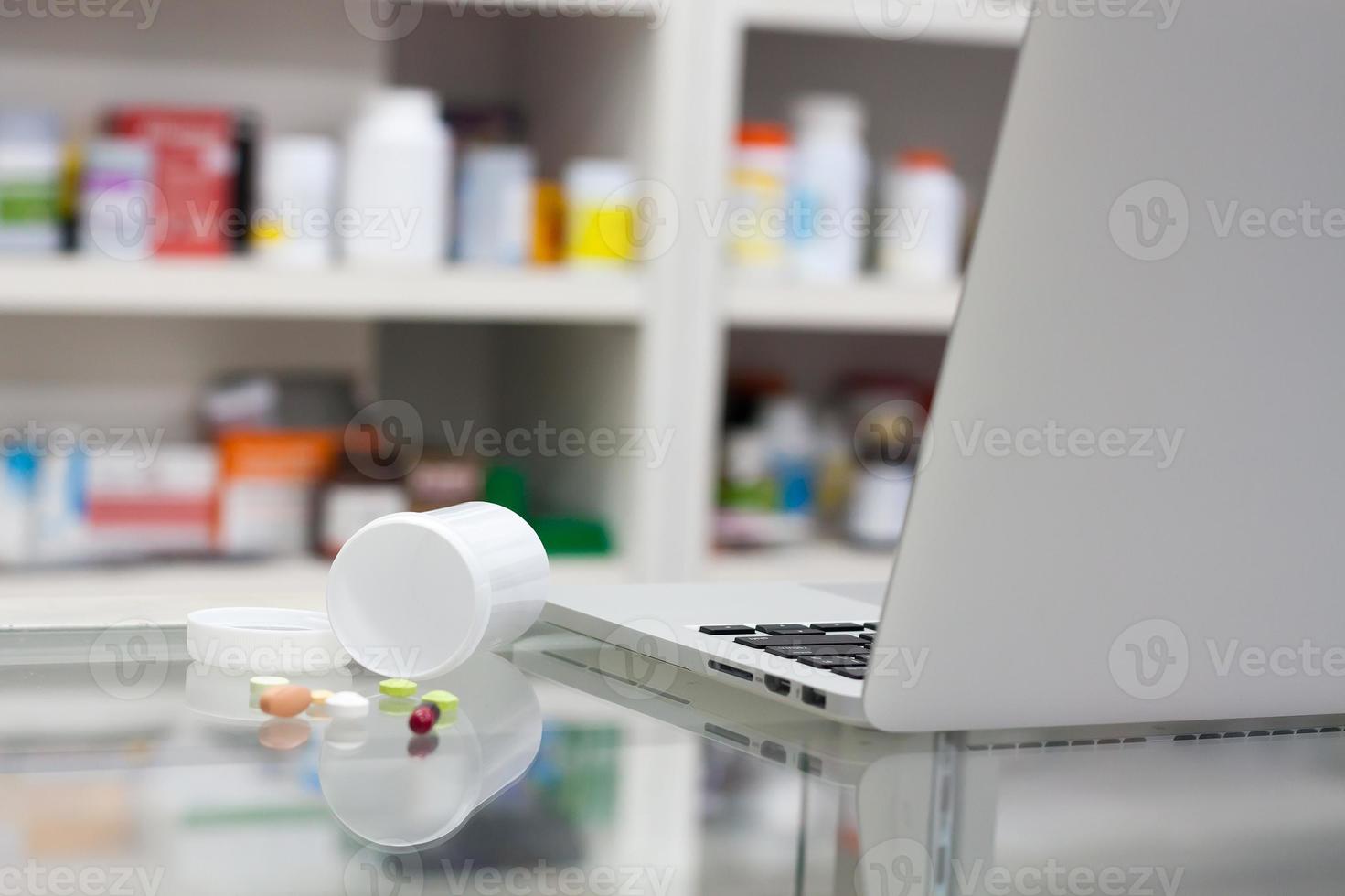 laptop computer in the pharmacy photo