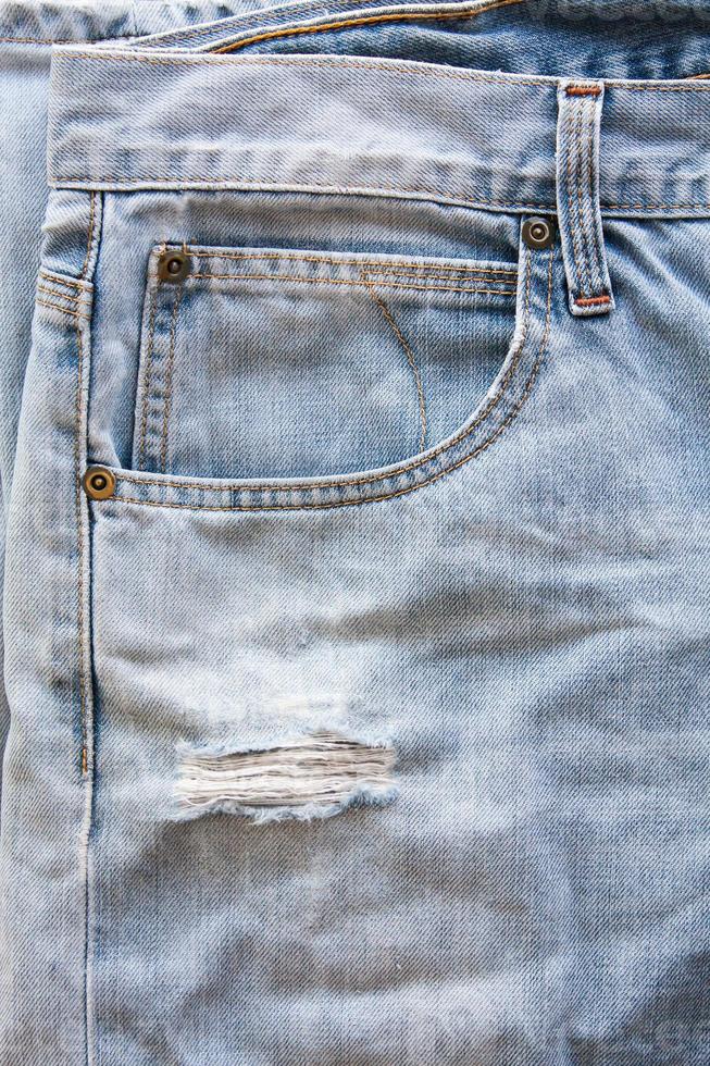 Close up of blue jeans photo