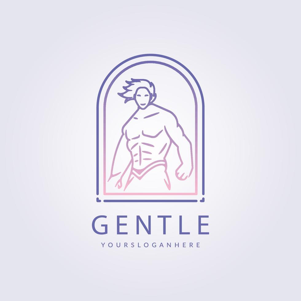 gentle man gym body goals logo vector illustration design badge emblem simple line, fighter, army