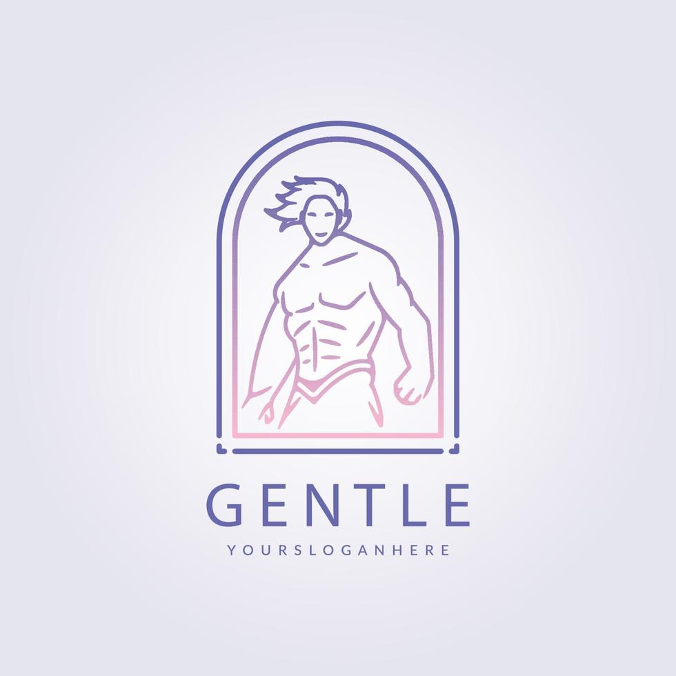 gentil hombre gimnasio cuerpo metas logo vector ilustración diseño insignia emblema línea simple, luchador, ejército