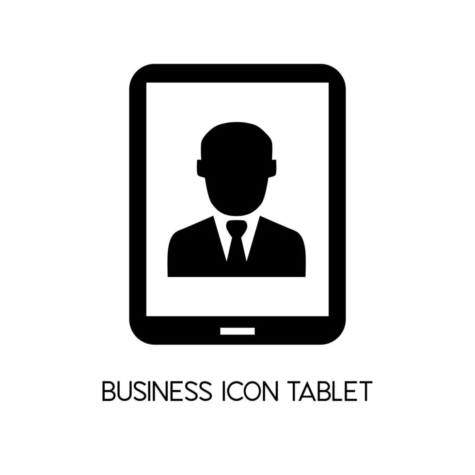 tableta de icono de negocio. en la pantalla, un hombre de negocios con traje de negocios está haciendo una videollamada vector