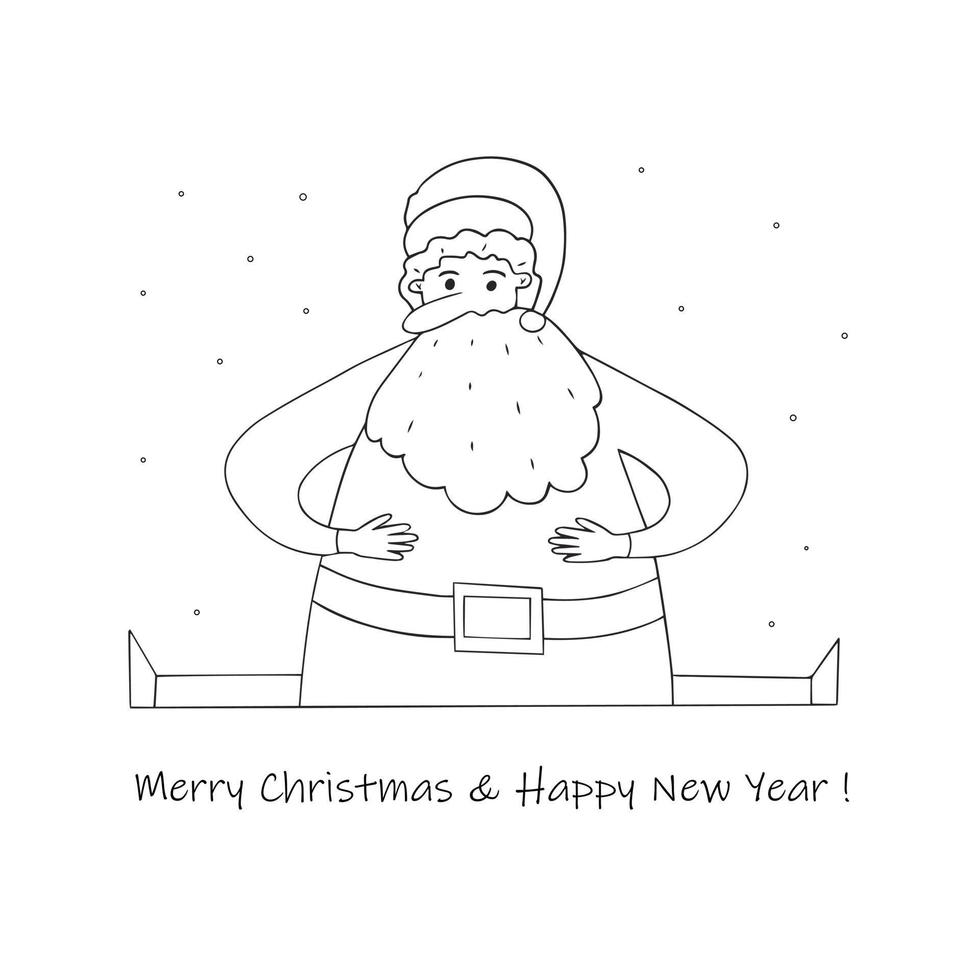 Feliz navidad y próspero año nuevo. divertido personaje santa claus vector