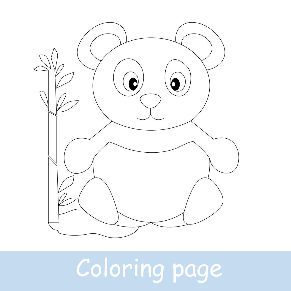Cute cartoon panda coloring page. Learn to draw animals. Vector line art, hand drawing. Coloring book for kids.