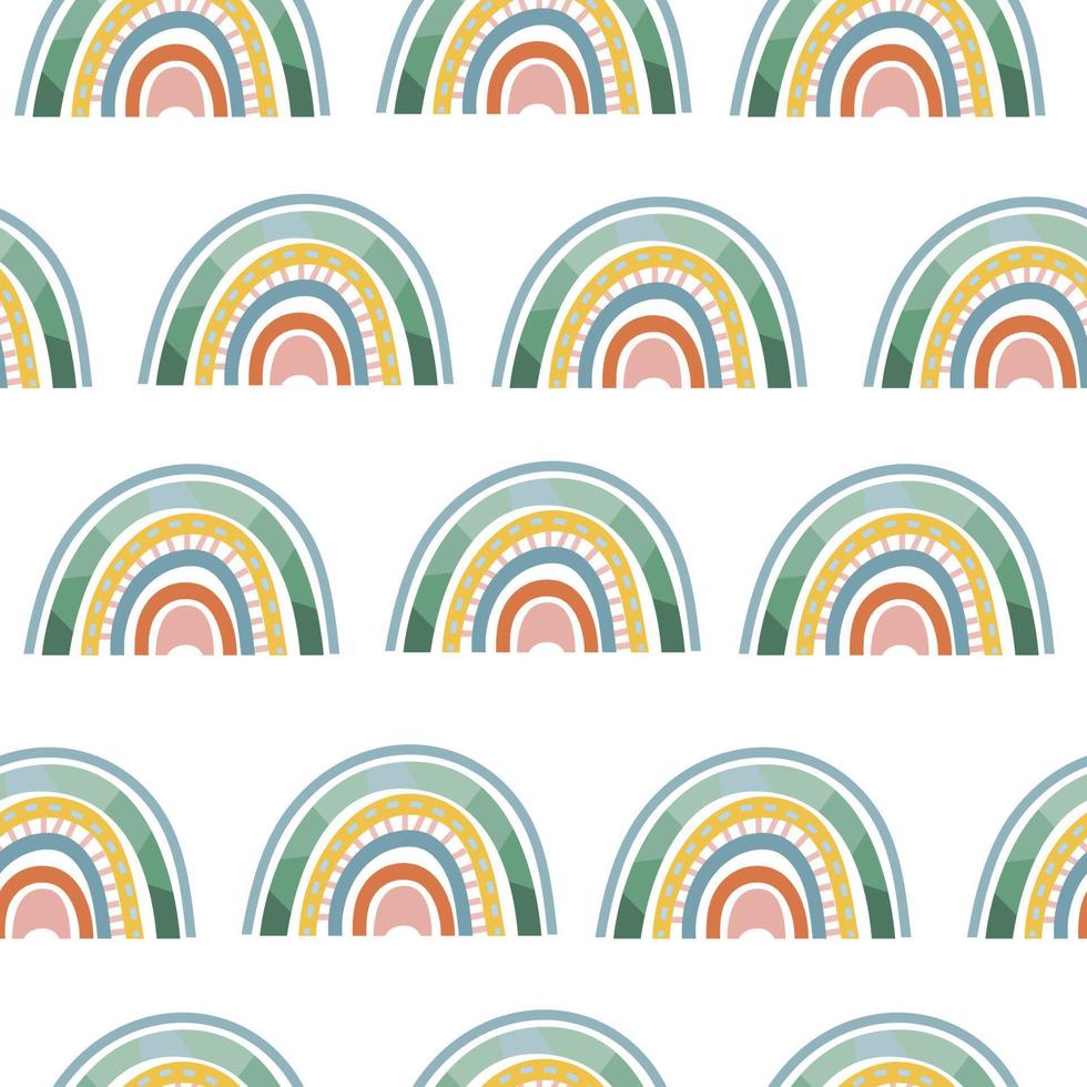 patrón sin costuras patrón de arco iris dibujado a mano en estilo boho. elementos minimalistas abstractos vector