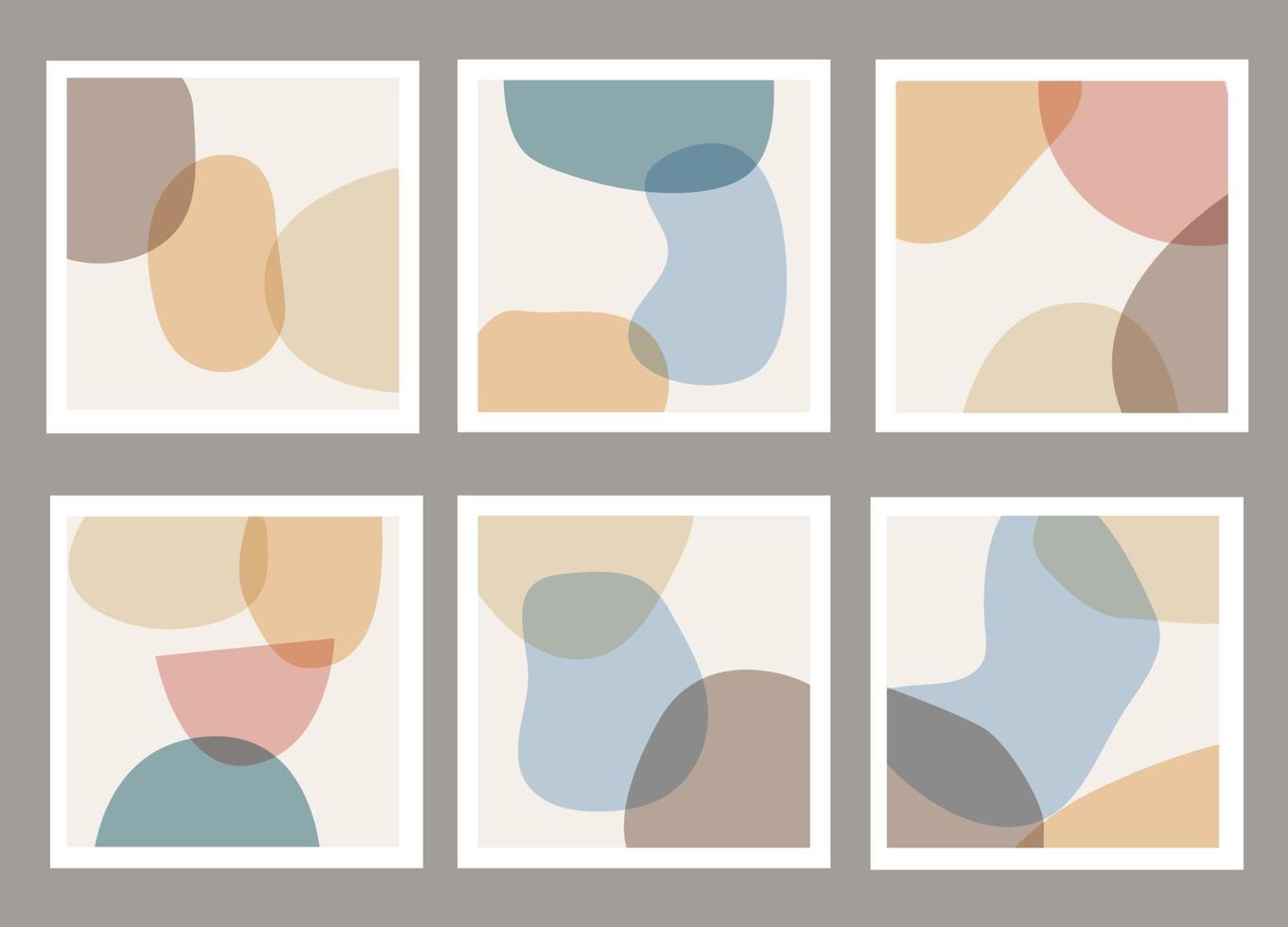 Set of modern templates with abstract composition of simple shapes. Trending collage style, minimalism vector