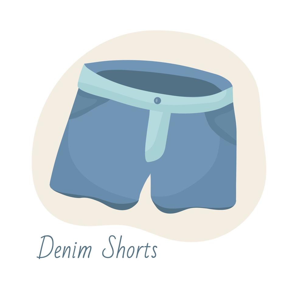 Summer shorts made of cotton denim. A thing for leisure and travel. Casual style. element for your design vector