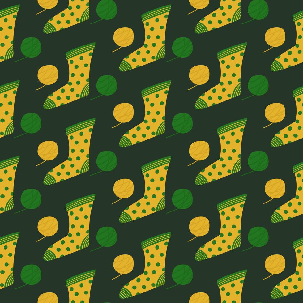 Seamless pattern of cozy knitted socks vector