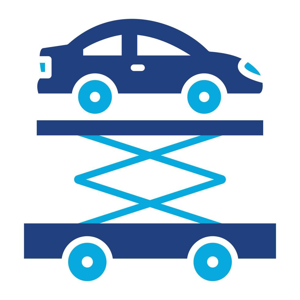 icono de dos colores de glifo de elevación de coche vector