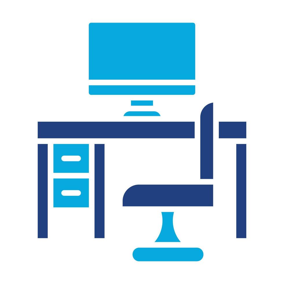 Computer Table Glyph Two Color Icon vector