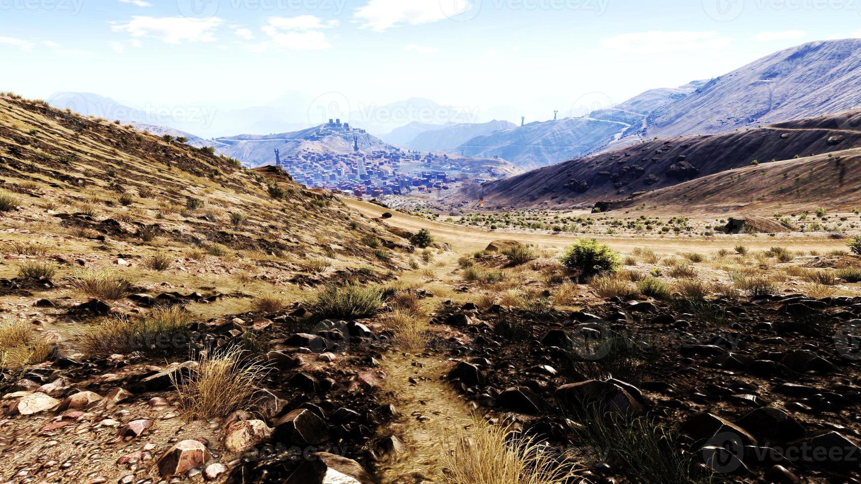 hot desert at aerial of a vast landscape on the surface of the earth 3D rendering photo