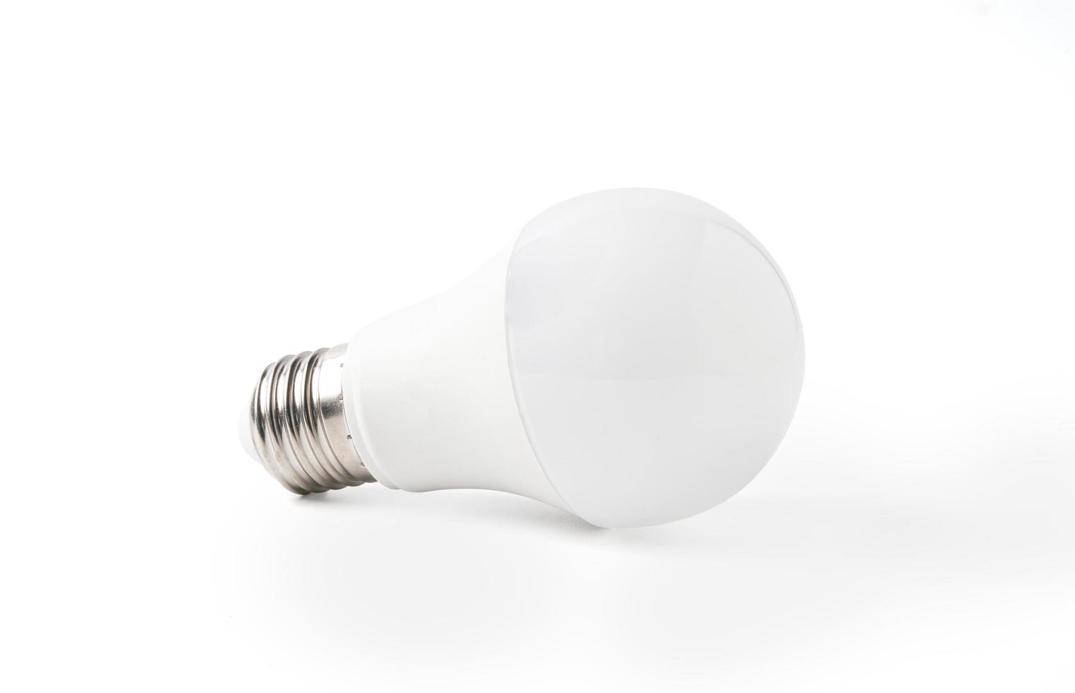 Isolated of electric lamp or light bulb on white background , LED is used for energy saving instead of incandescent or fluorescent lamp , Clipping path. photo