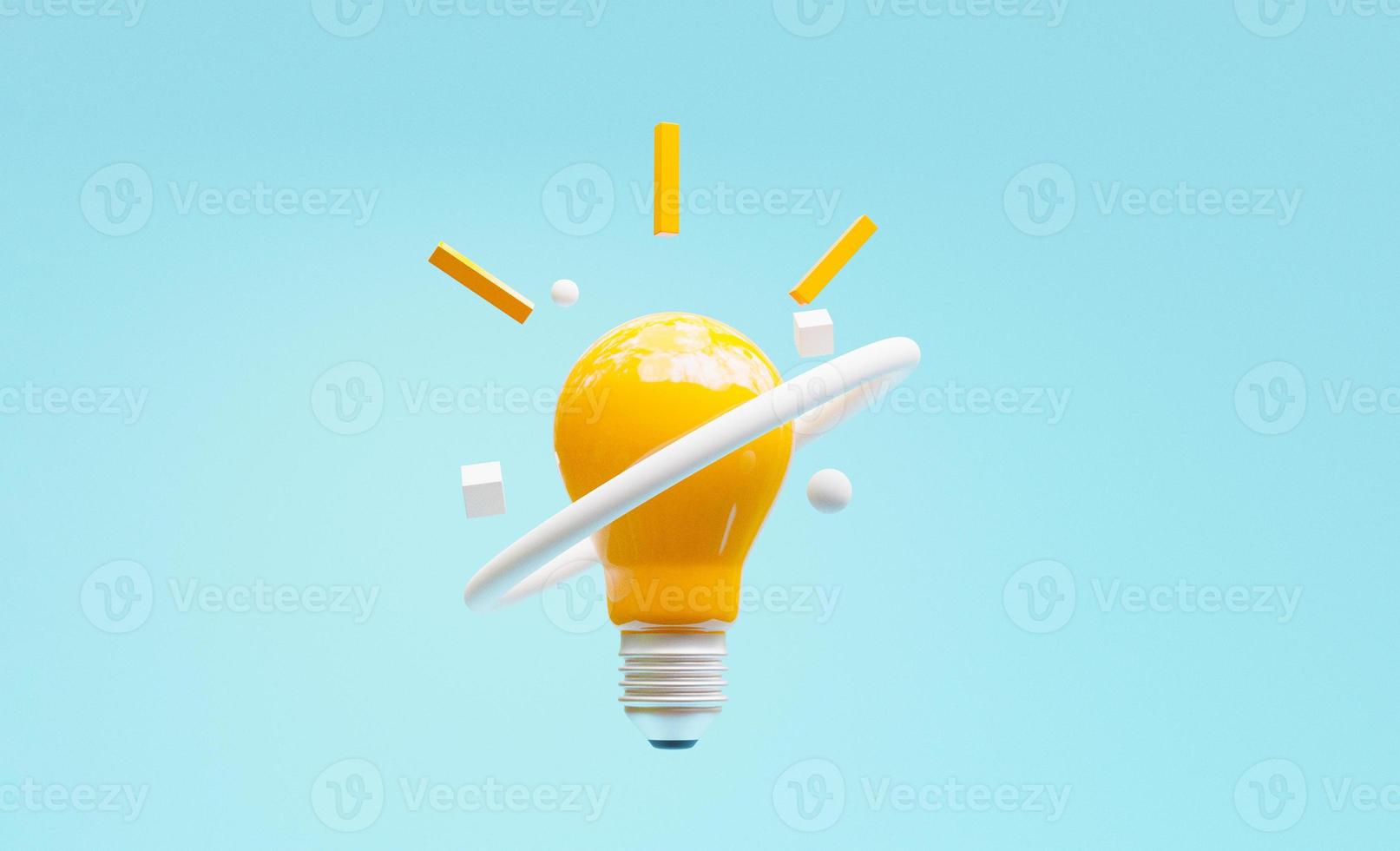 Yellow lightbulb with glowing and white ring for creative thinking idea concept by 3d render. photo