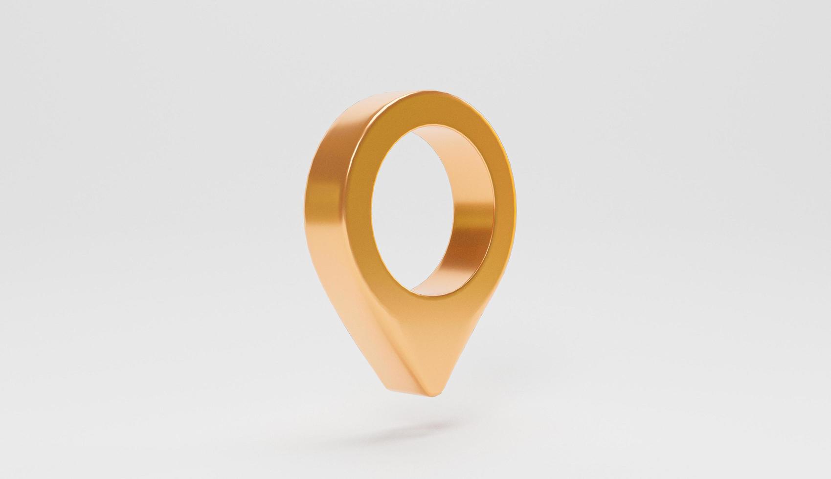 Isolate of golden Location pin on white background for web location point and pointer by 3d render. photo