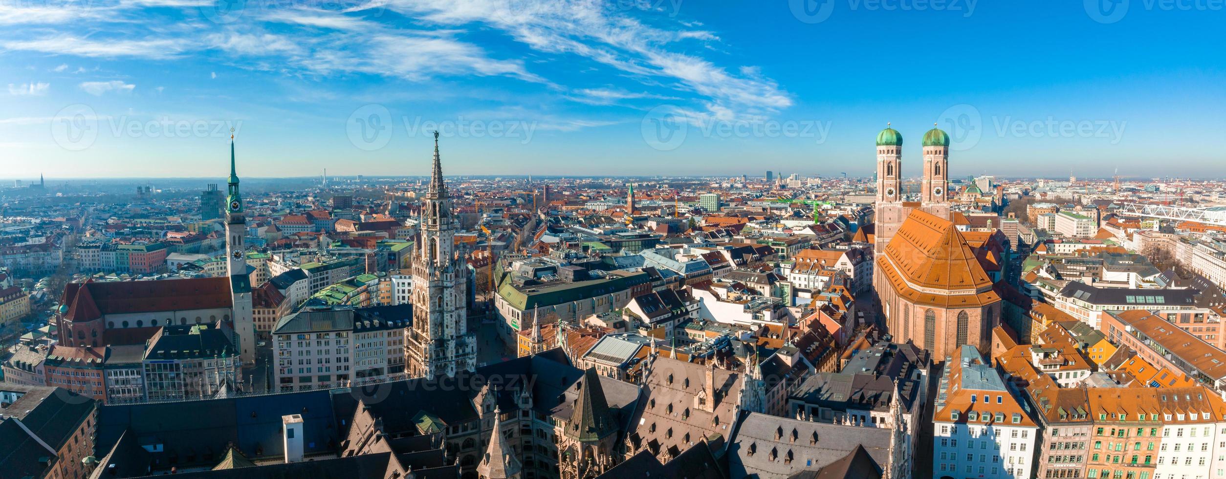 arquitectura panorámica aérea de munich, baviera, alemania. foto