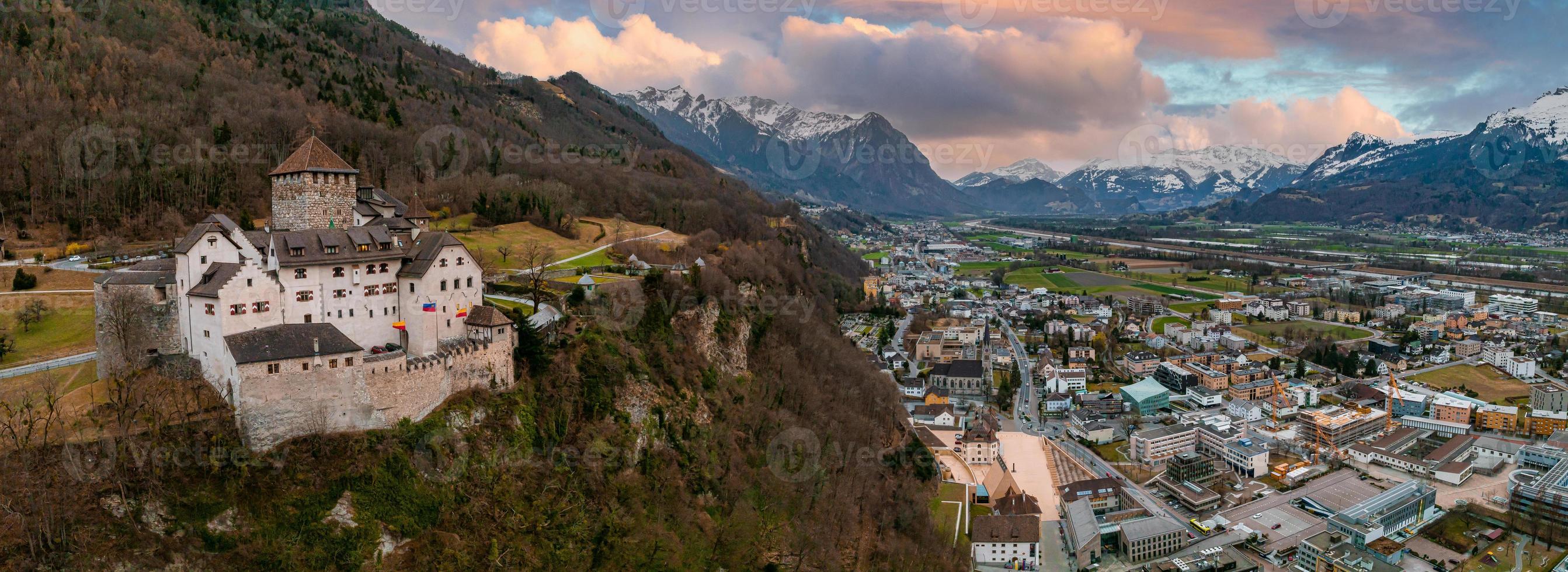 Aerial view of Vaduz, the capital of Liechtenstein photo