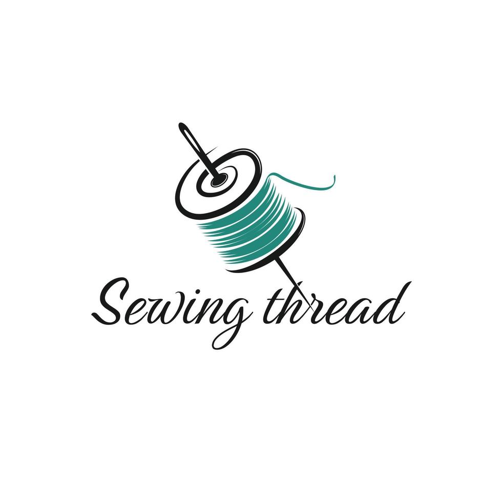 Vector illustration of a vintage logo for a tailor's workshop and a handmade clothing store. design schedule for logo abstract spool with thread and needle
