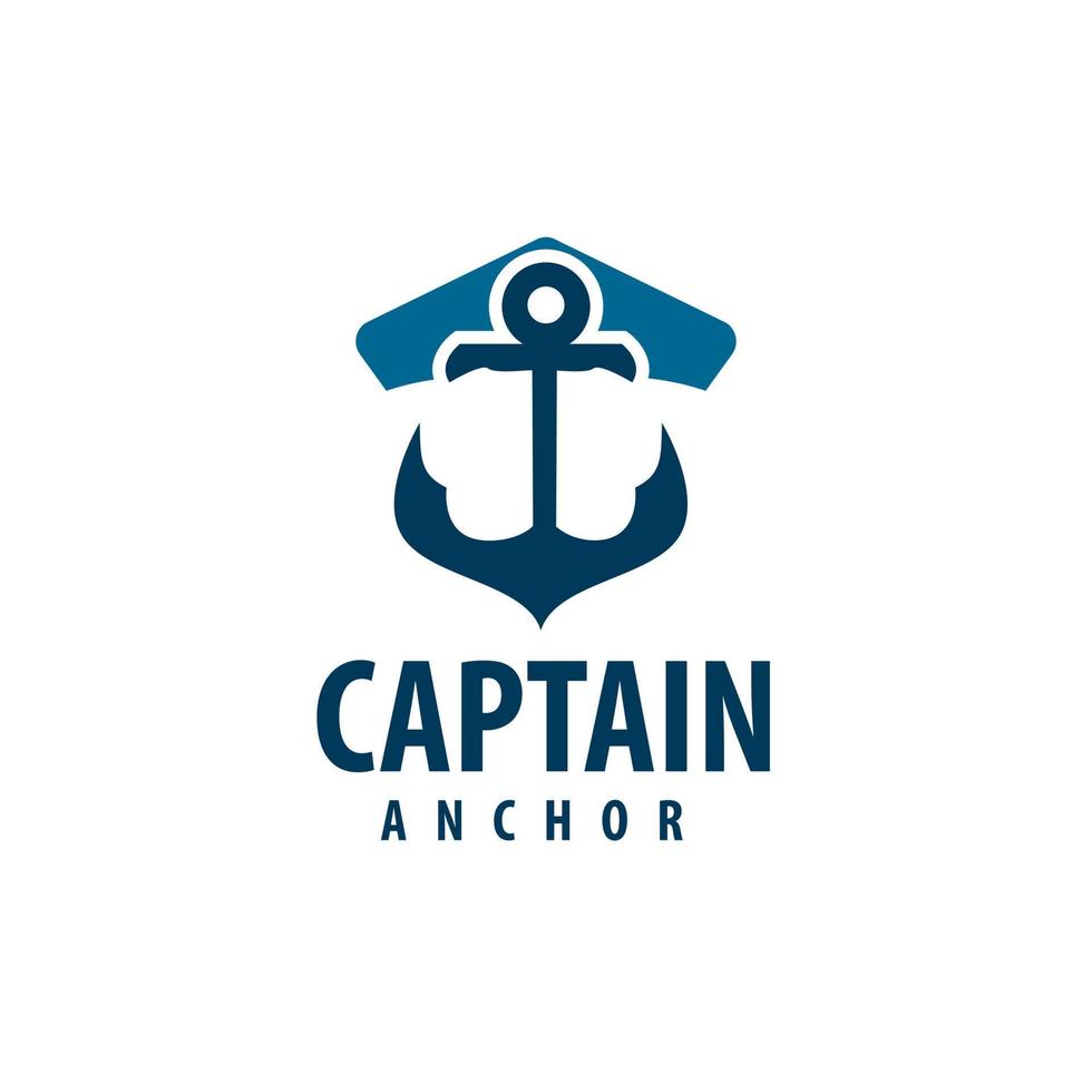 Captain's hat and logo illustration of ship anchor, sailor or logo design element vector