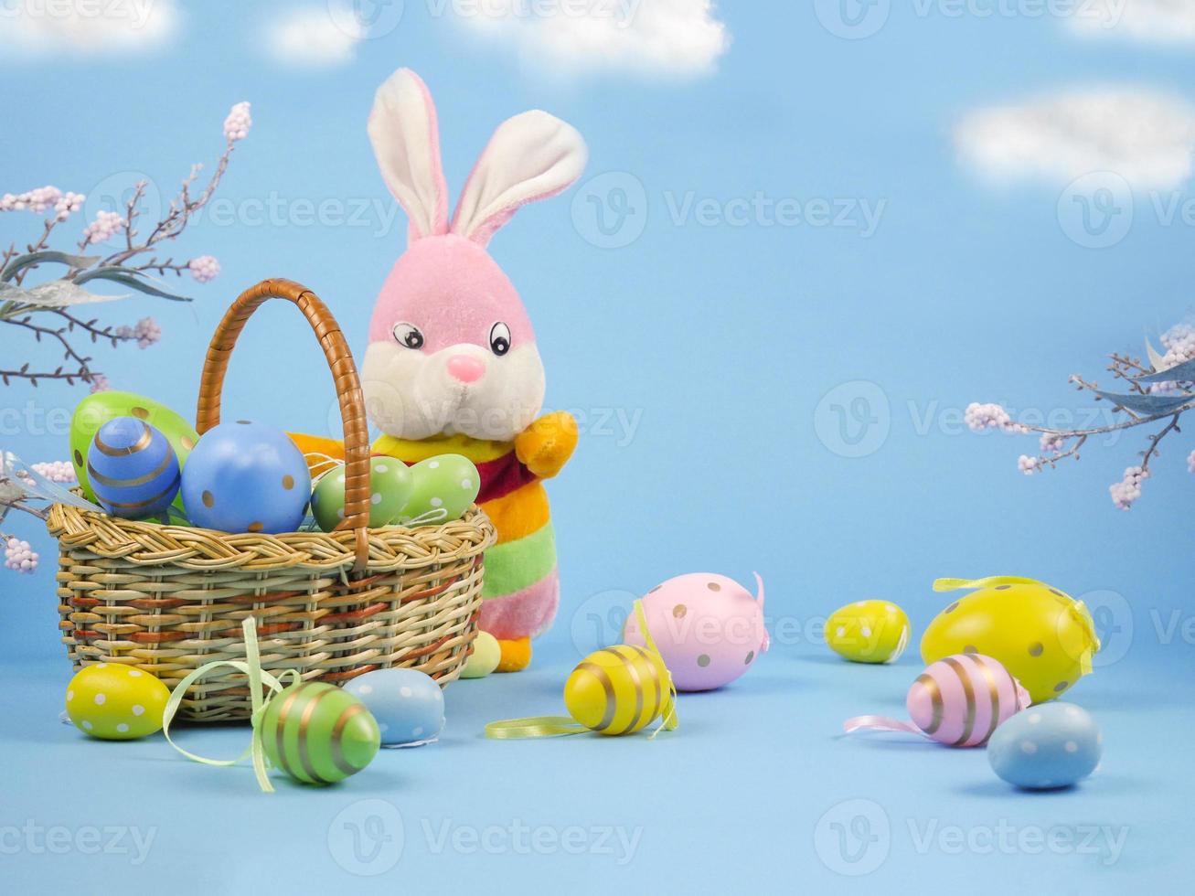 Easter background. Easter Bunny with eggs. Happy easter. easter bunny. Easter eggs. happy easter card. photo