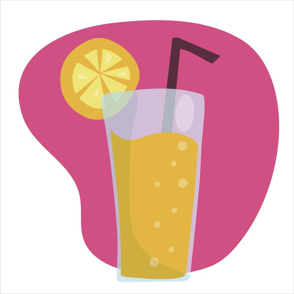 Summer refreshing orange fruit cocktail. Non-alcoholic drinks in a glass. Lemonade and slices of fresh fruit vector