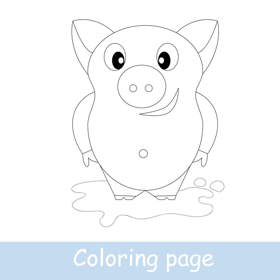 linda página para colorear de cerdito de dibujos animados. aprender a  dibujar animales. arte de línea vectorial, dibujo a mano. libro para  colorear para niños. 6970631 Vector en Vecteezy