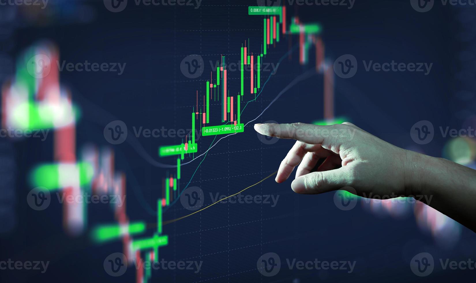 Trading data index investment growth chart. Cryptocurrency and Forex Concept. photo