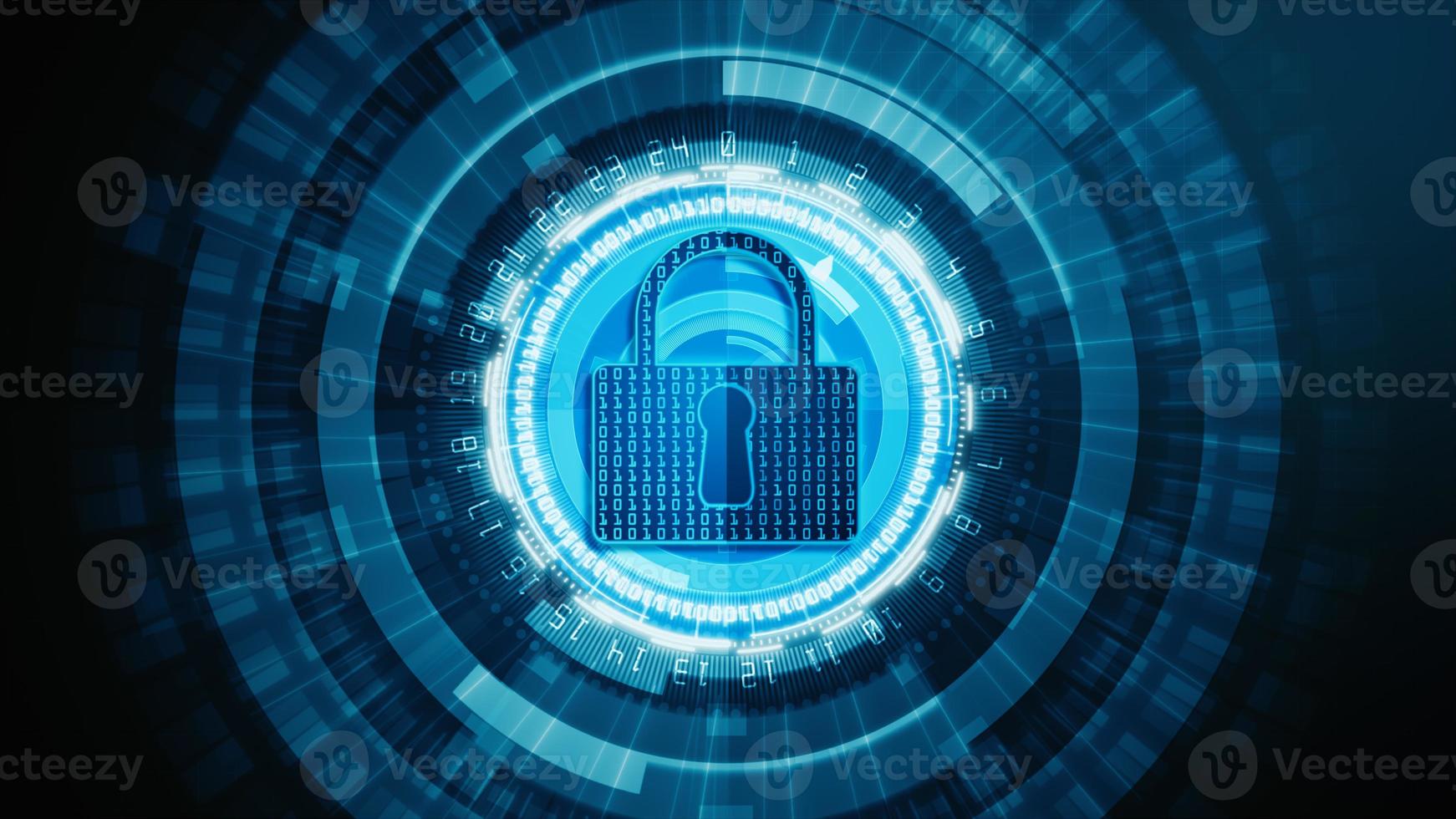 HUD and Lock Icon cyber security of digital data network protection, Future Technology Network Background Concept photo