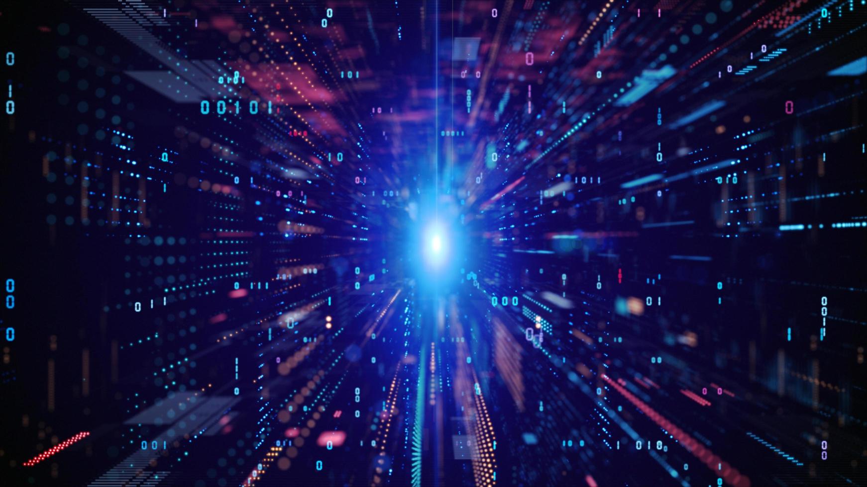 Digital Cyberspace with Particles and Digital Data Network Connections. High Speed Connection and Data Analysis Technology Digital Abstract Background Concept. photo