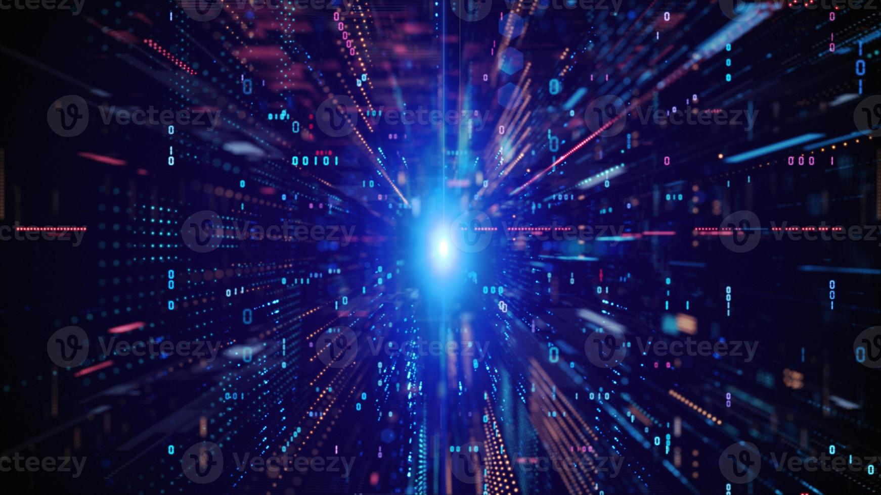 Digital Cyberspace with Particles and Digital Data Network Connections. High Speed Connection and Data Analysis Technology Digital Abstract Background Concept. photo